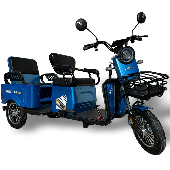 Електрическа триколка Bullmax A10 Cargo, 1500W, 48V/20Ah, За двама, Товарно Отделение, Синя Перла - 388