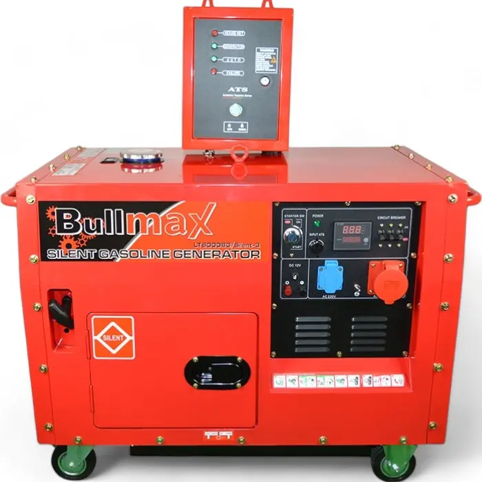 Обезшумен Бензинов Генератор за Ток Bullmax 7.5KW с Автоматика, Трифазен, Водоустойчив, 16HP, AVR, GX740, 4-тактов - 1485