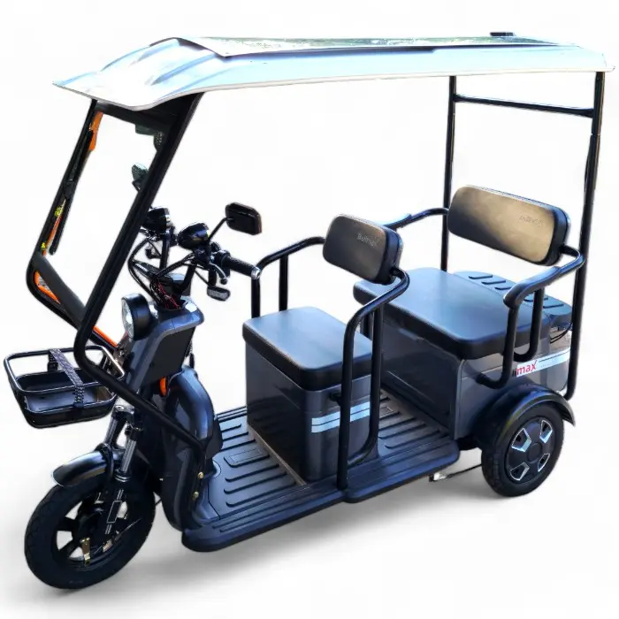 Електрическа триколка BullMax B10 SOLAR, 2000W, Музика, Покрив, за Трима, Товарно Отделение, Сива Перла - 1490