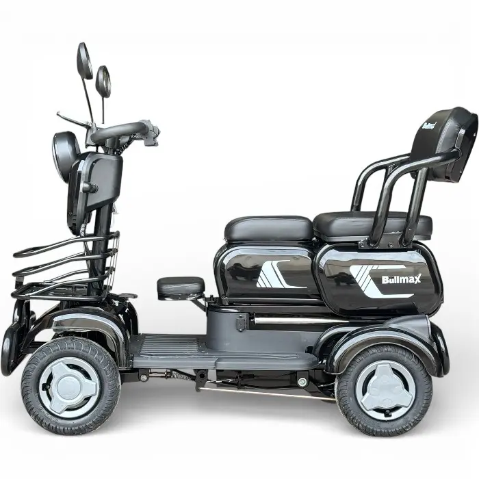 Триместна електрическа четириколка Bullmax C4, 1500W, 48V/20Ah, Маневрена, магнитна спирачка, черна - 2582