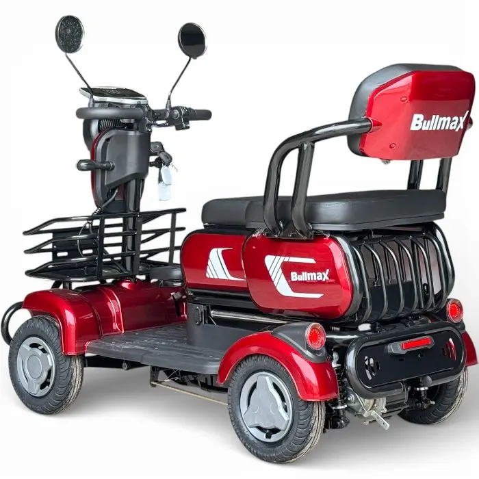 Триместна електрическа четириколка Bullmax C4, 1500W, 48V/20Ah, Маневрена, магнитна спирачка, червена - 2568