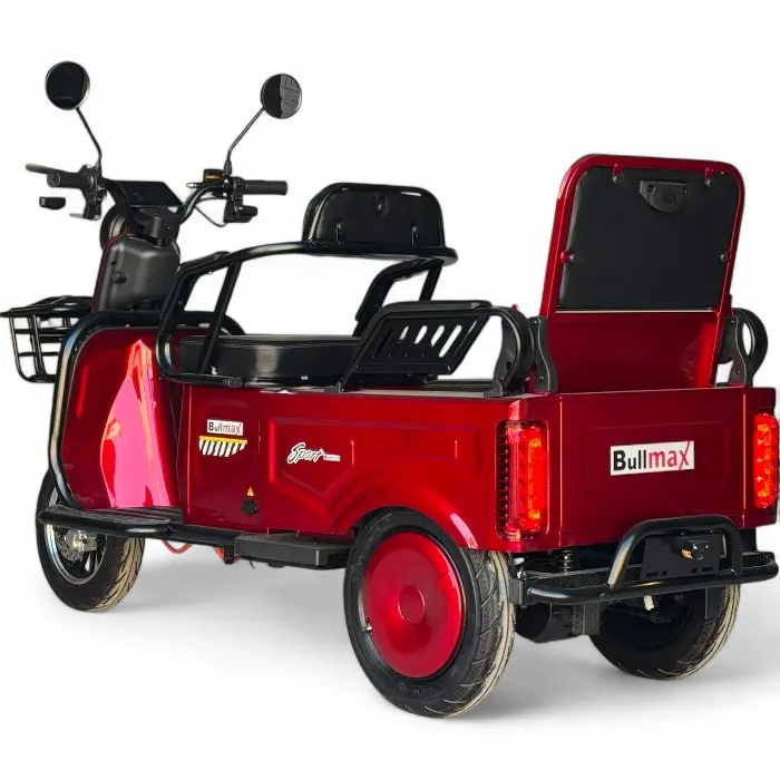 Двуместна електрическа триколка Bullmax A10 Premium, 2800W, 5 батерии, 350кг товароносимост, СЕ сертификат, синя - 2408