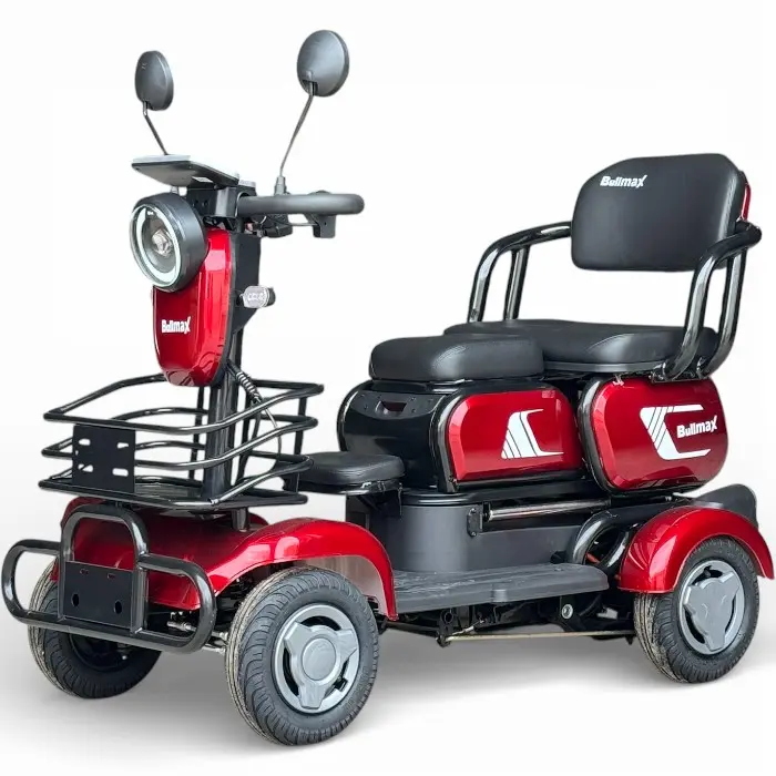 Триместна електрическа четириколка Bullmax C4, 1500W, 48V/20Ah, Маневрена, магнитна спирачка, червена - 2571