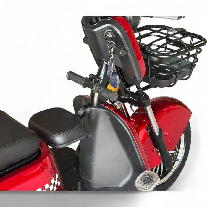 Триместна електрическа триколка Bullmax R3, 60V,20A, 2000W, 10 инча гуми, 5 батерии, задно предаване, Червена Перла - 2205