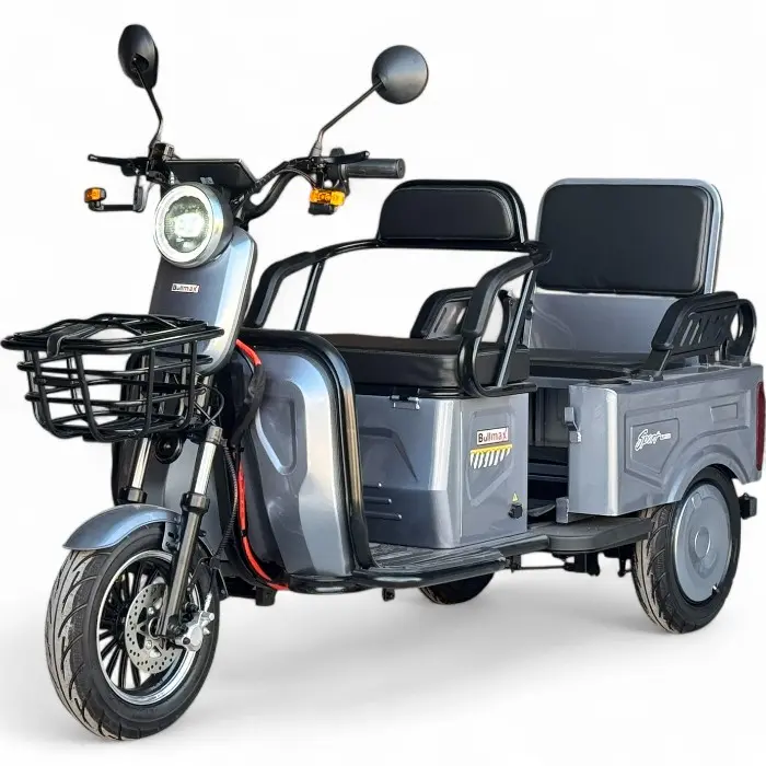 Двуместна електрическа триколка Bullmax A10 Premium, 2800W, 5 батерии, 350кг товароносимост, СЕ сертификат, синя - 2414