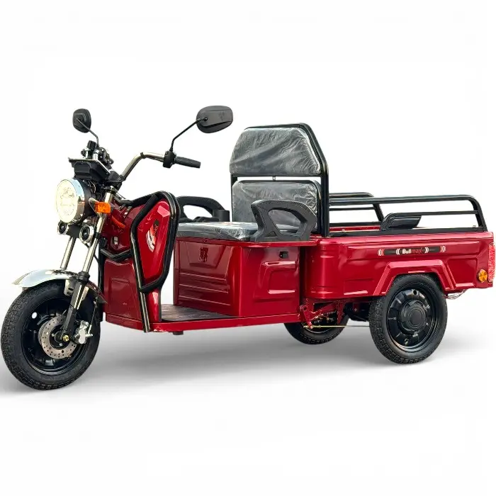 Двуместна Товарна Електрическа Триколка, 2500W, 5 батерии, 60V,20Ah, 500кг, демултипликатор,EEC Сертификат, червена - 2561