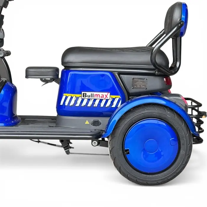Двуместна електрическа триколка Bullmax Pudding Grand, 2000W, 60V, 20Ah, 5 батерии, 60км преход, синя - 3071