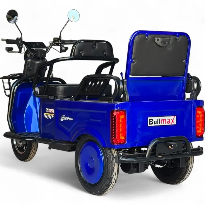 Двуместна електрическа триколка Bullmax A10 Premium, 2800W, 5 батерии, 350кг товароносимост, СЕ сертификат, синя - 2416