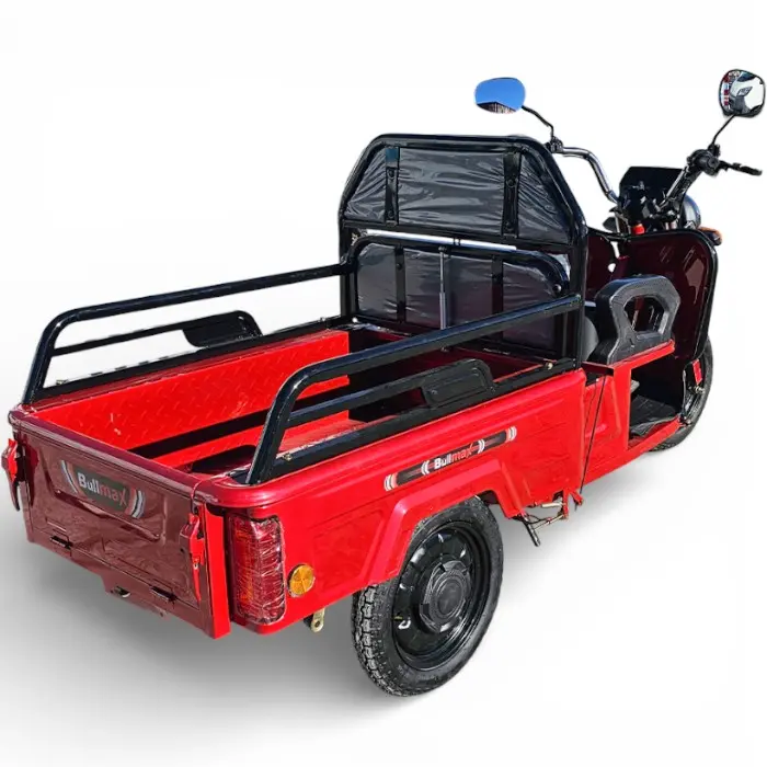 Двуместна Товарна Електрическа Триколка, 2500W, 5 батерии, 60V,20Ah, 500кг, демултипликатор,EEC Сертификат, червена - 2562