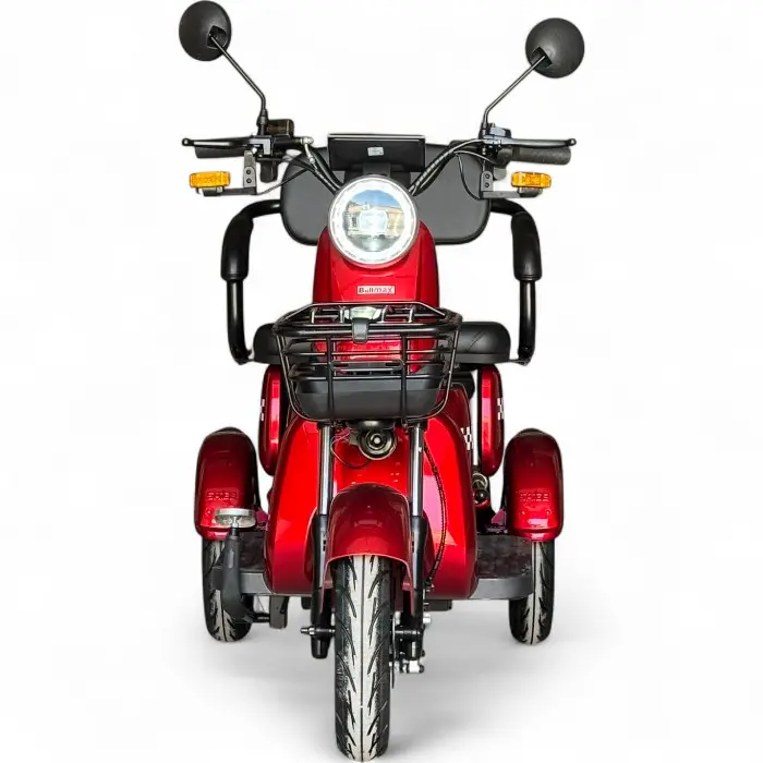 Триместна електрическа триколка Bullmax R3, 60V,20A, 2000W, 10 инча гуми, 5 батерии, задно предаване, Червена Перла - 2207
