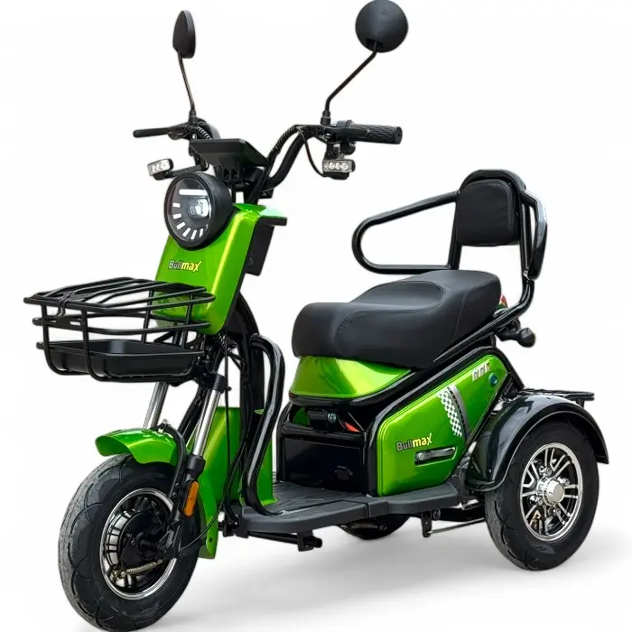 Двуместна електрическа триколка Pudding PRO, 1800W, диференциал, за двама, Електриково зелено - 1914