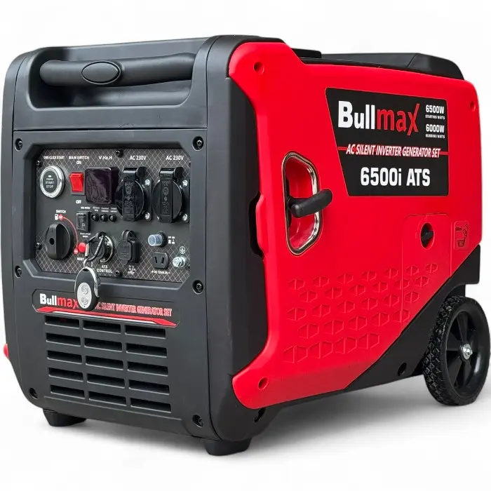 Обезшумен Инверторен генератор за ток Bullmax 6500i , 6.0KW, червен, преносим, ел. старт, дистанционно, червен, преносим, Чиста Синусоида - 2136