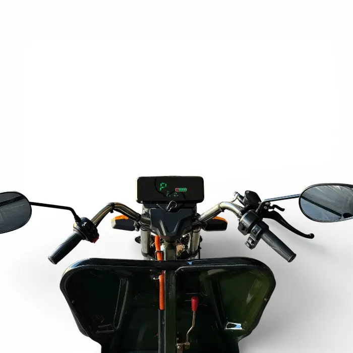 Двуместна Товарна Електрическа Триколка, 2500W, 5 батерии, 60V,20Ah, 500кг, демултипликатор,EEC Сертификат, Военно Зелено - 2658