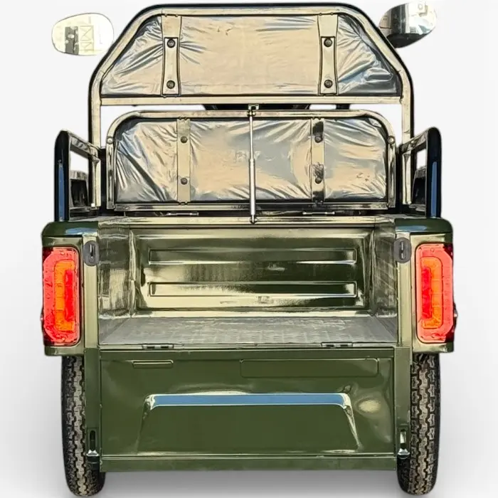 Двуместна Товарна Електрическа Триколка, 2500W, 5 батерии, 60V,20Ah, 500кг, демултипликатор,EEC Сертификат, Военно Зелено - 2659