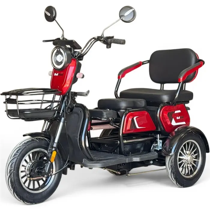 Електрическа триколка Bullmax C1+, 1500W, За трима, 48/20Ah, JUMBO Гуми, Червена Перла - 2766