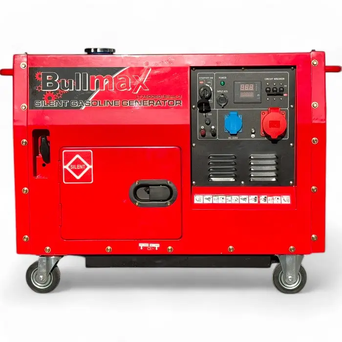 Обезшумен Бензинов Генератор за Ток Bullmax 7.5KW Трифазен, AVR, Водоустойчив, 16HP, Дигитален Дисплей - 1570