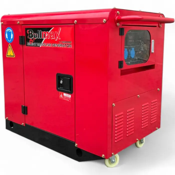 Обезшумен Бензинов Генератор за ток Bullmax 12.5KW, Монофазен, AVR, 15kVa, Подвижен, Водоустойчив - 1504