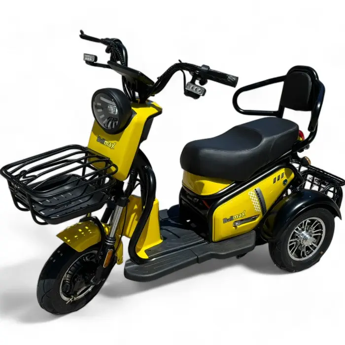Двуместна електрическа триколка Pudding PRO, 1800W, Диференциал, За двама, Неоново Жълто - 747