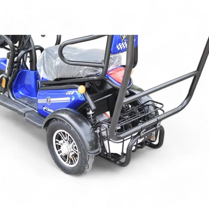 Двуместна електрическа триколка Volt-Electric Pudding, 1800W, Диференциал, За двама, С Покрив И Страници, Синя - 769