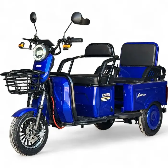 Двуместна електрическа триколка Bullmax A10 Premium, 2800W, 5 батерии, 350кг товароносимост, СЕ сертификат, червена - 2445