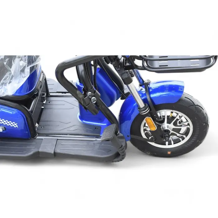 Двуместна електрическа триколка Volt-Electric Pudding, 1800W, Диференциал, За двама, С Покрив И Страници, Синя - 771