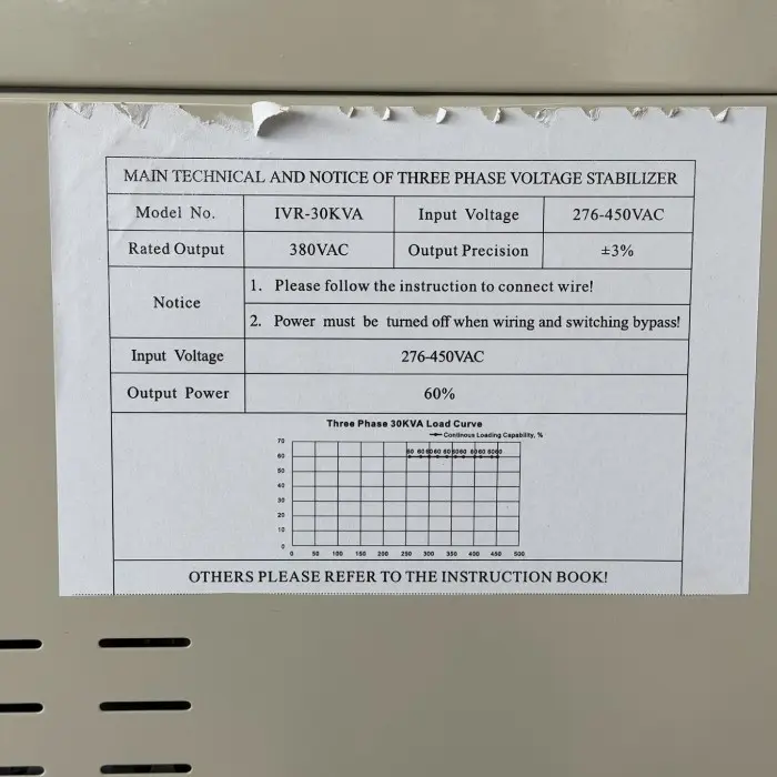 Стабилизатор за ток и напрежение Bullmax тип Servo Motor, трифазен, 30KVA / 18KW, с колелца - 1594