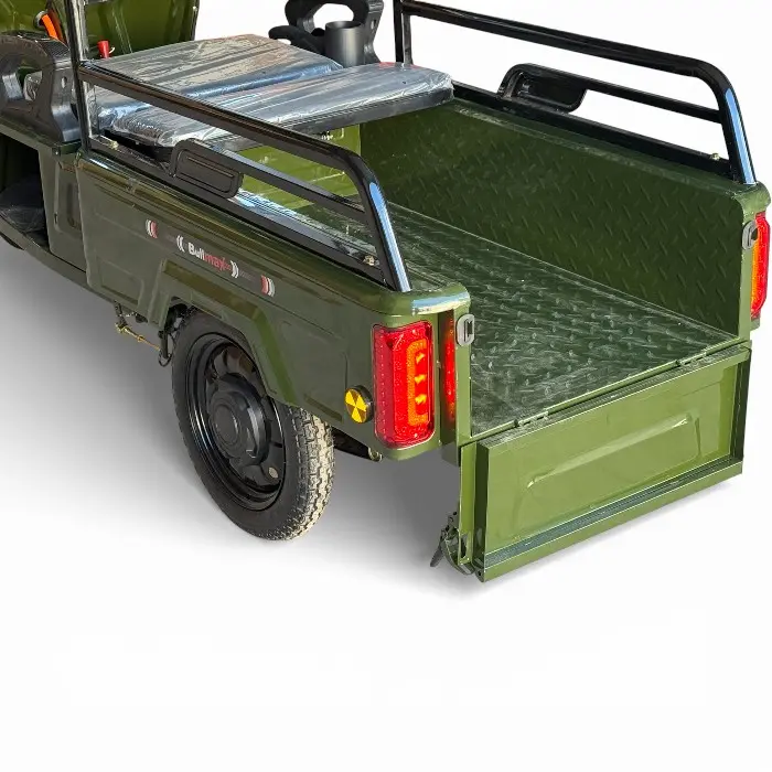 Двуместна Товарна Електрическа Триколка, 2500W, 5 батерии, 60V,20Ah, 500кг, демултипликатор,EEC Сертификат, Военно Зелено - 2665