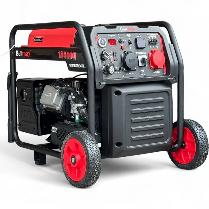 Комбиниран инверторен генератор за ток Bullmax 10500iQ, 10kW, червен, преносим, дистанционно управление, чиста синусоида, 4-тактов - 2159