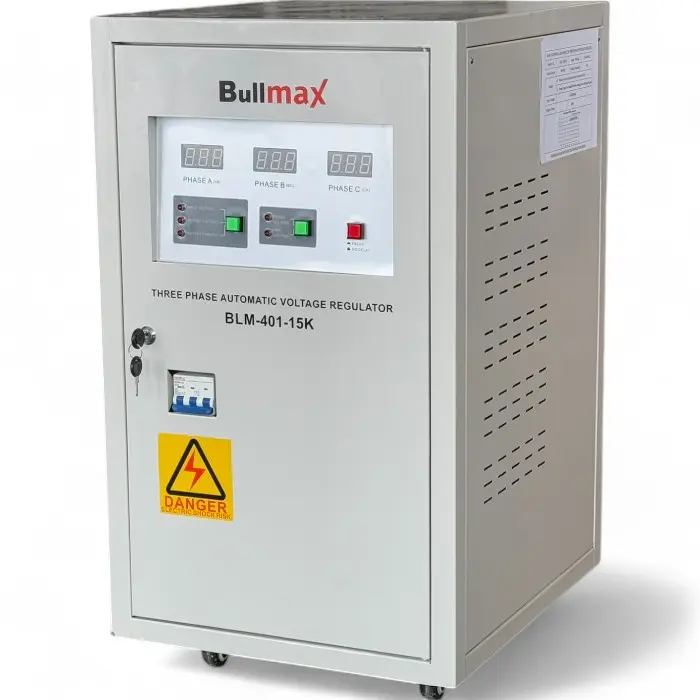Стабилизатор за ток и напрежение Bullmax тип Servo Motor, трифазен, 15KVA / 9KW, с колелца - 1588