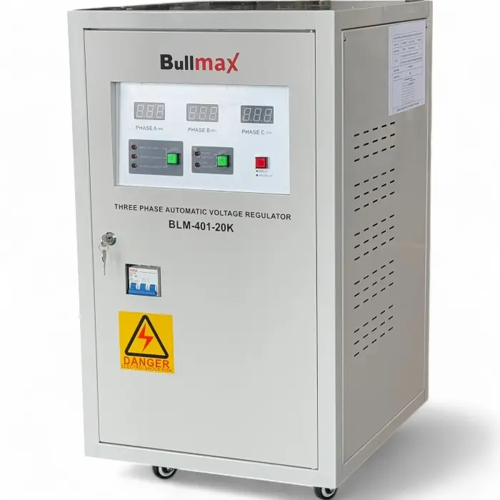 Стабилизатор за ток и напрежение Bullmax тип Servo Motor, трифазен, 20KVA / 12KW, с колелца - 1584
