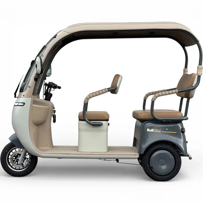 Триместна електрическа триколка с покрив Bullmax Калинка Премиум, 3000W, 72V/20Ah, 6 батерии, EEC Сертификат, Сива - 2633