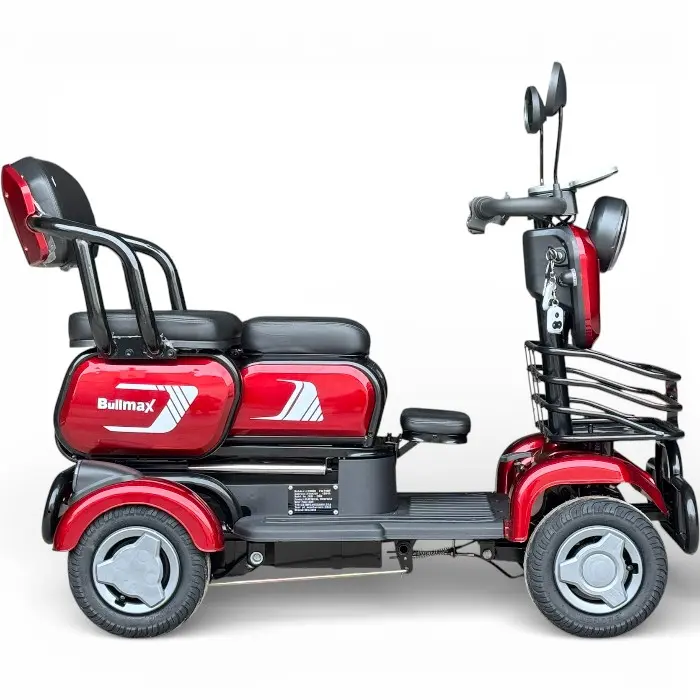 Триместна електрическа четириколка Bullmax C4, 1500W, 48V/20Ah, Маневрена, магнитна спирачка, червена - 2578