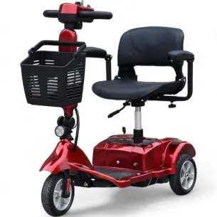 Сгъваема Електрическа триколка с удобно кресло Bullmax N2, 250W, 12V, 20Ah, Червен Лак