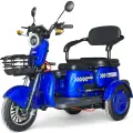 Триместна електрическа триколка Bullmax R3, 60V,20A, 2000W, 10 инча гуми, 5 батерии, задно предаване, Синя Перла - 2220